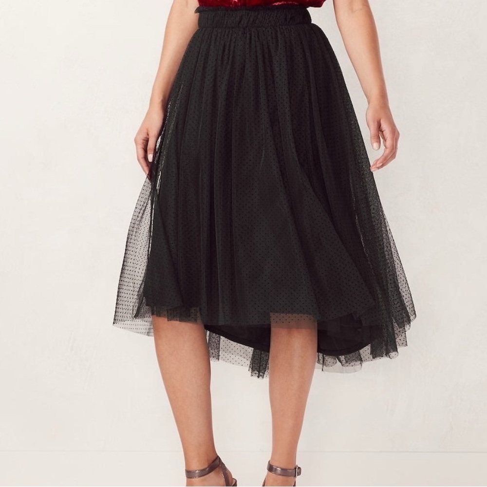 Black High-Low A-Line Midi Skirt